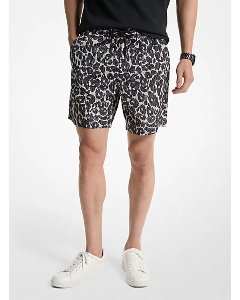 Michael Kors Shorts mit Leopardenmuster und Logo Grau