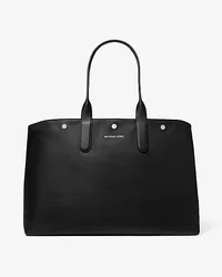 Michael Kors Oversize-Shopper Hudson aus Leder Schwarz