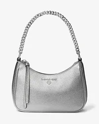 Michael Kors Pochette Jet Set Charm Small aus Leder In Metallic-Optik Silberton