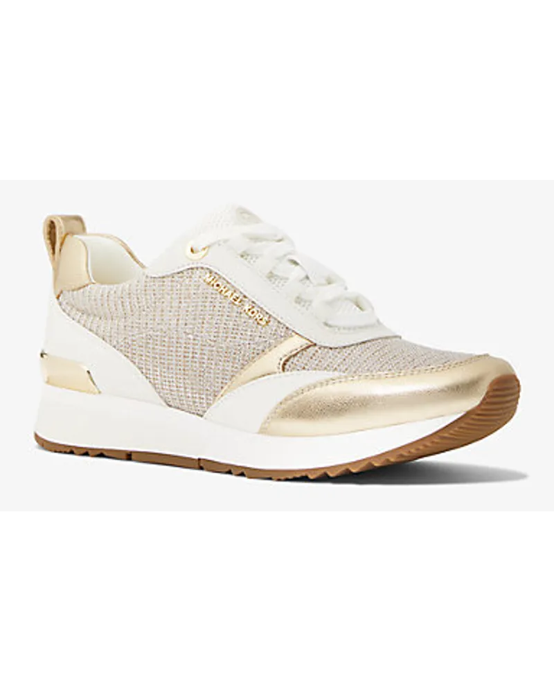 Michael Kors Sneaker Allie Stride aus Leder und Glitzerndem Mesh Im Kettendesign Goldton