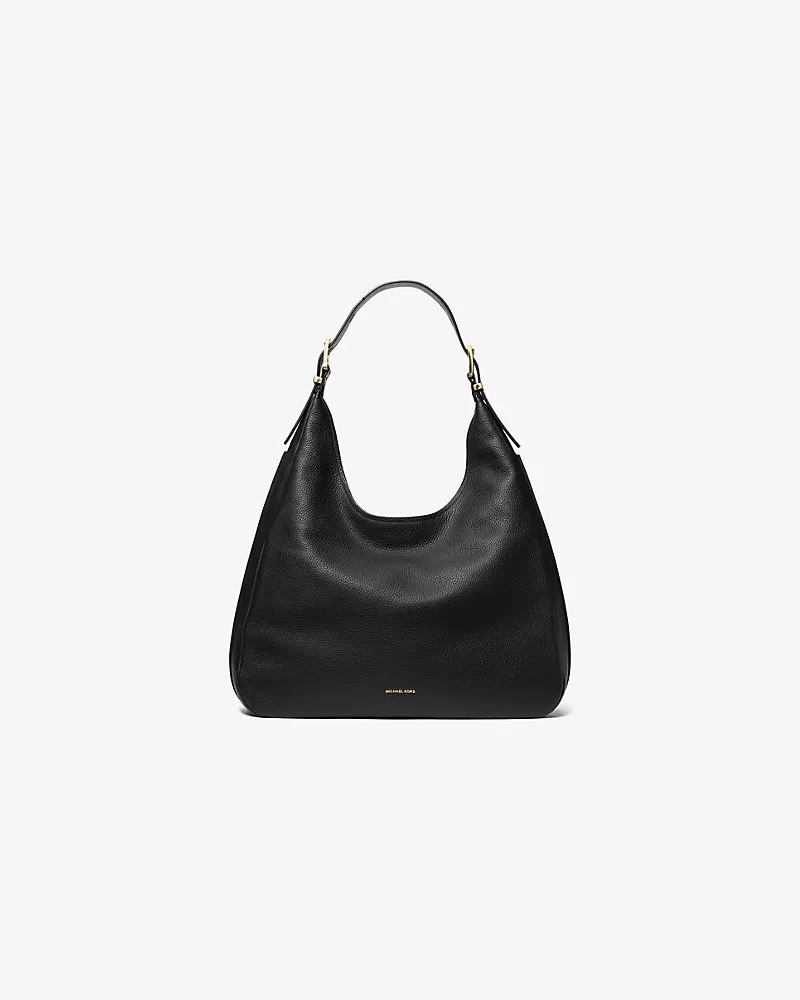 Michael Kors Hobo Bag Nolita Large aus Gekrispeltem Leder Schwarz