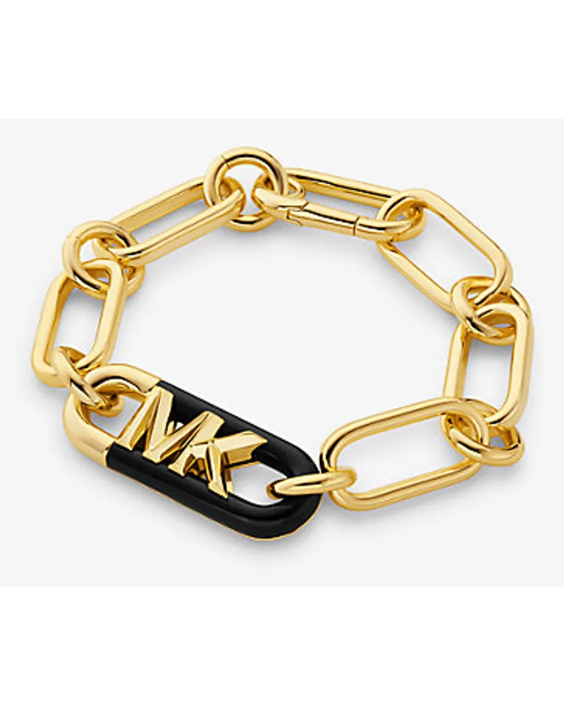 Michael Kors Armband aus Messing mit Edelmetallbeschichtung und Azetat mit Empire-Logo Goldton