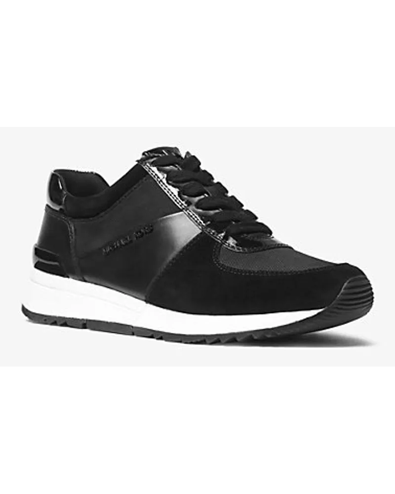 Michael Kors Sneaker Allie aus Leder und Segeltuch Schwarz