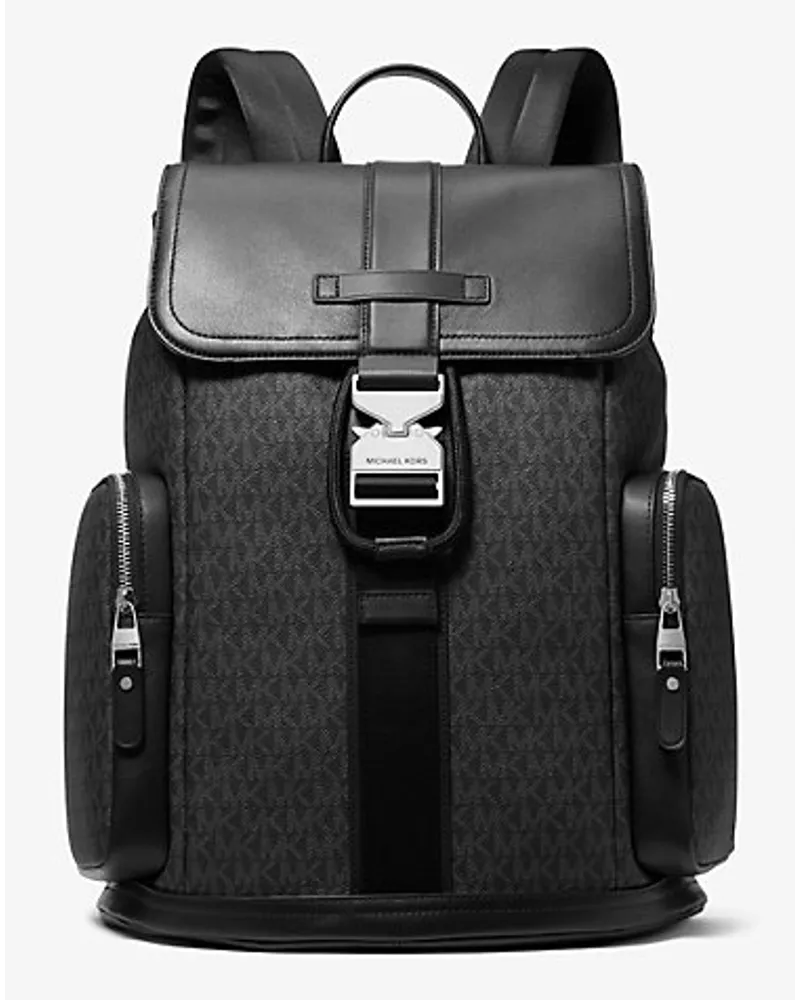 Michael Kors Cargo-Rucksack Hudson aus Signature-Logostoff und Leder Schwarz