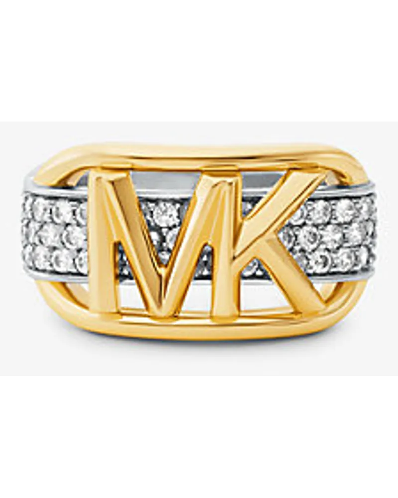 Michael Kors Pavé-Ring aus Sterlingsilber mit Edelmetallbeschichtung und Empire-Logo Silberton