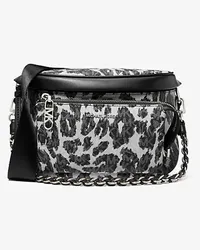 Michael Kors Sling-Tasche Slater Medium mit Leopardenmuster und Logo Schwarz