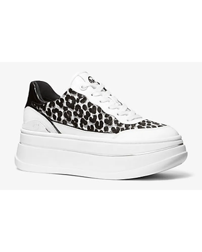 Michael Kors Plateau-Sneaker Hayes aus Kalbshaar mit Leopardenmuster Schwarz