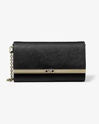 Michael Kors Clutch Mona Large aus Saffianleder Schwarz