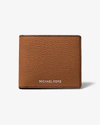 Michael Kors Schmale Brieftasche Hudson aus Gekrispeltem Leder Braun