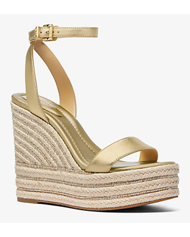 Michael Kors Wedge Leighton aus Leder In Metallic-Optik Goldton