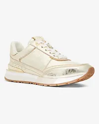 Michael Kors Sneaker Nova aus Leder In Metallic-Krakelee-Optik Goldton