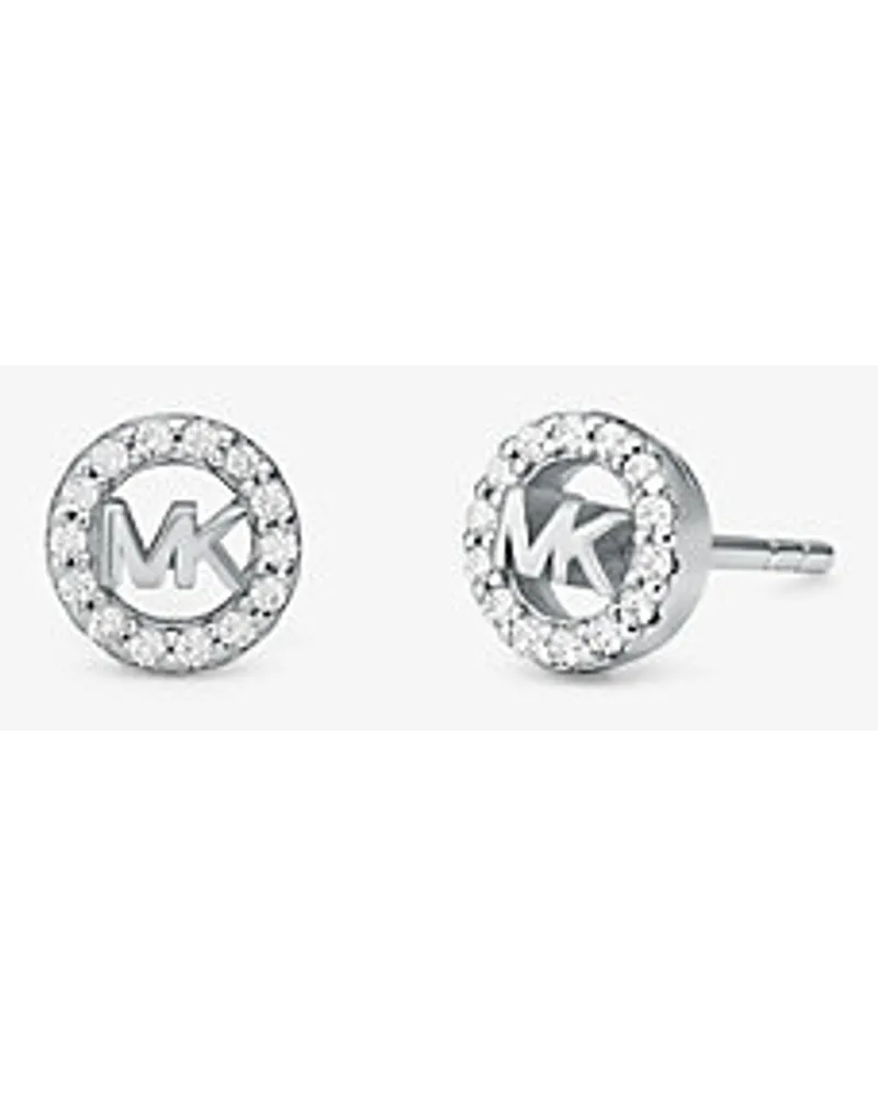 Michael Kors Ohrstecker Fulton aus Sterlingsilber mit Edelmetallbeschichtung und Pavé-Logo Silberton