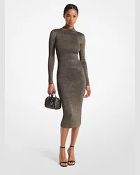 Michael Kors Strickkleid In Metallic-Optik mit Stehkragen Schwarz