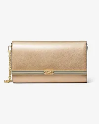 Michael Kors Clutch Mona Large aus Leder In Metallic-Optik Goldton