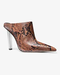 Michael Kors Mule Pumps Halle aus Leder mit Schlangenprägung Braun