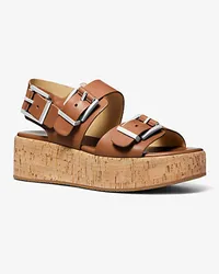 Michael Kors Flatform-Sandale Colby aus Leder Braun