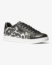 Michael Kors Sneaker Keating aus Leder und Logostoff mit Leopardenmuster Grau