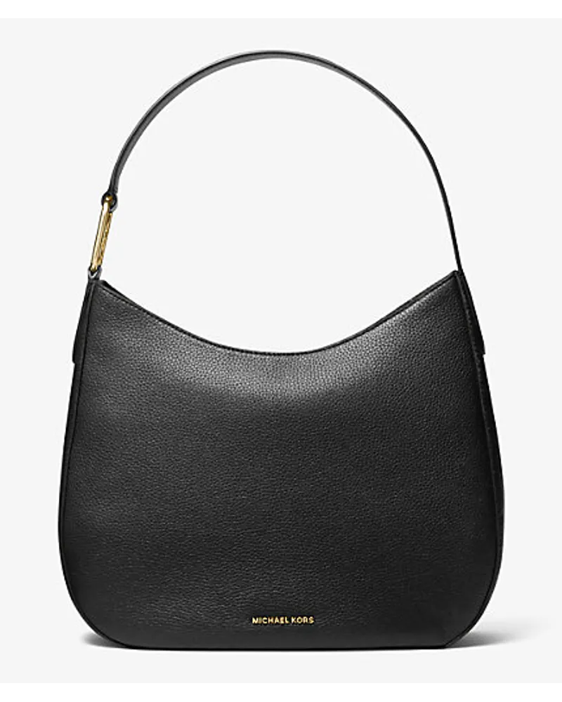 Michael Kors Hobo Bag Kensington Large aus Gekrispeltem Leder Schwarz