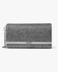 Michael Kors Clutch Mona Large aus Glitzerndem Mesh Im Kettendesign Silberton