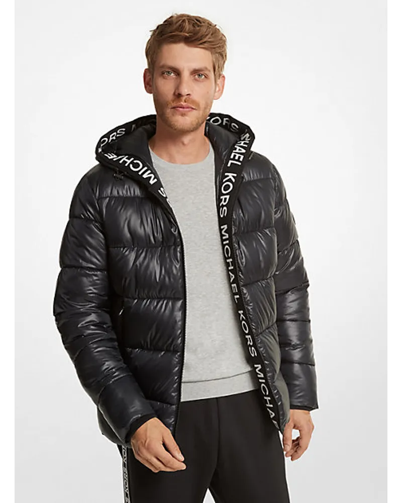 Michael Kors Daunenjacke aus Recyceltem Polyester mit Logostreifen Schwarz