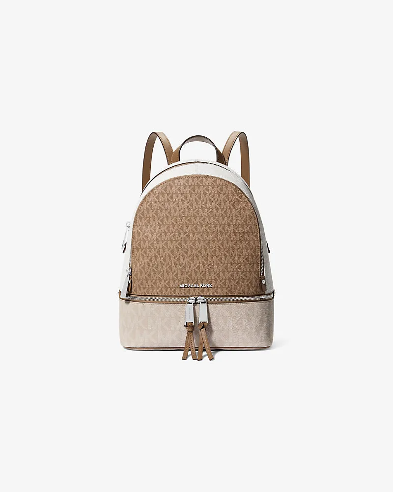 Michael Kors Rucksack Rhea Medium aus Logostoff In Blockfarben Natur