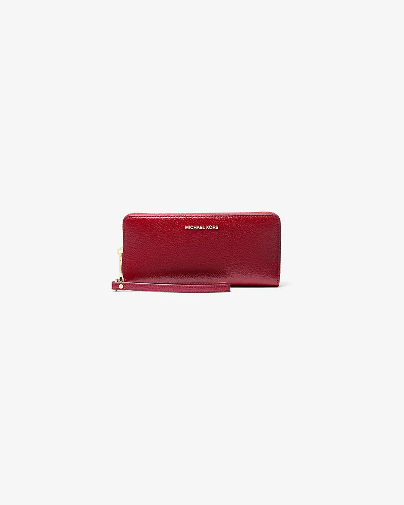 Michael Kors Längliche Brieftasche Jet Set Travel Large aus Gekrispeltem Leder Rot