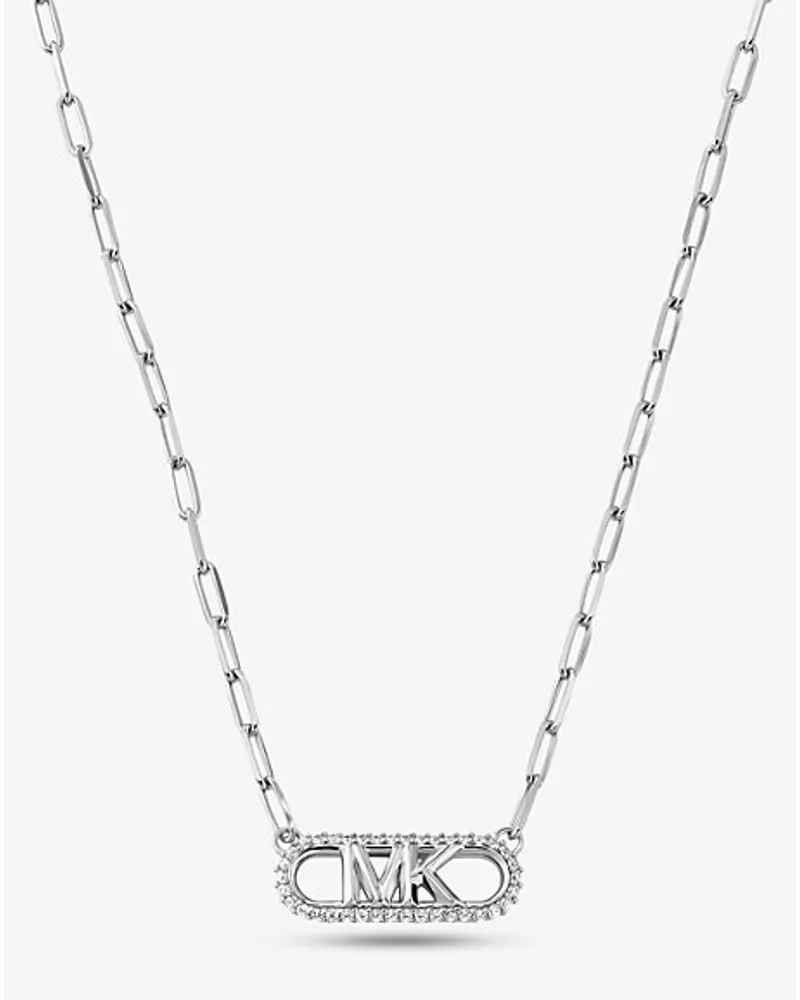 Michael Kors Halskette aus Sterlingsilber mit Edelmetallbeschichtung und Empire-Logo Silberton