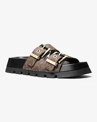 Michael Kors Flatform-Pantolette Colby mit Empire-Monogramm Braun