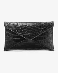 Michael Kors Clutch Mia mit Umschlag aus Leder mit Krokodilprägung Schwarz