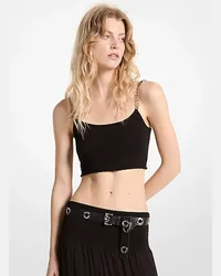 Michael Kors Gesmoktes Bustier-Top aus Georgette Schwarz