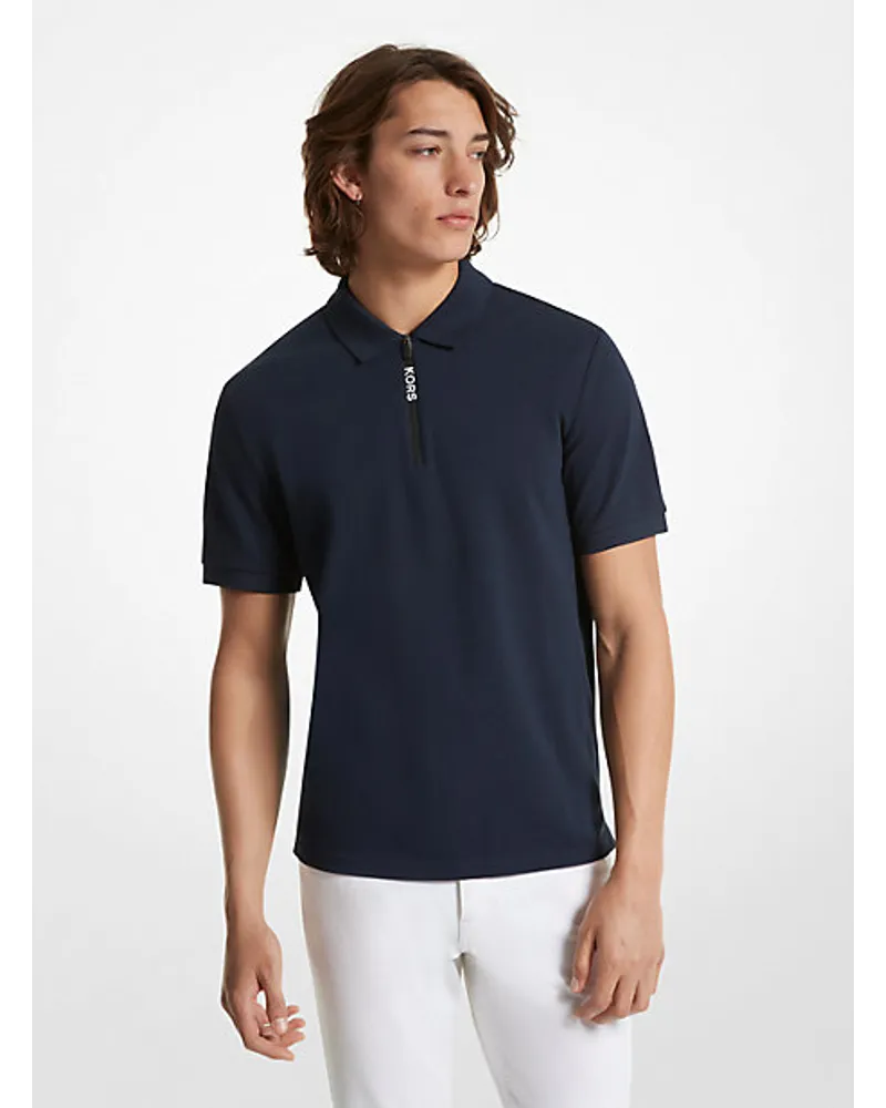 Michael Kors Poloshirt aus Baumwolle mit Kurzem Reißverschluss Blau