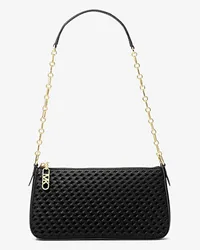 Michael Kors Pochette Empire Medium aus Gewebtem Leder mit Kette Schwarz