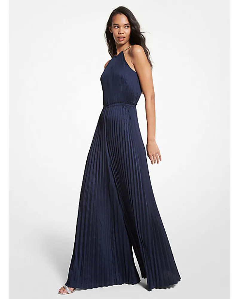 Michael Kors Neckholder-Jumpsuit aus Satin Blau