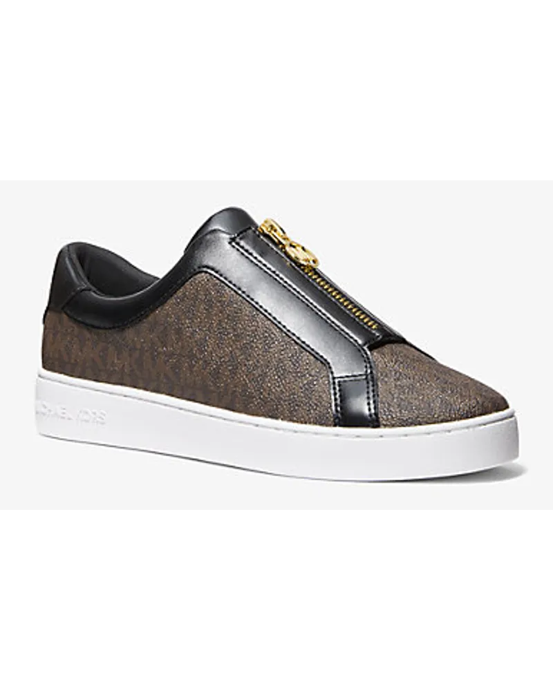 Michael Kors Sneaker Keaton mit Signature-Logomuster und Reißverschluss Braun