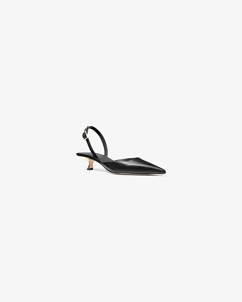 Michael Kors Slingpumps Luna aus Leder mit Kitten-Heel-Absatz Schwarz