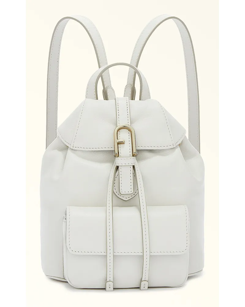 Furla Flow Rucksack Marshmallow Claris Lux-kalbsleder Mit Intarsie Damen Weiß