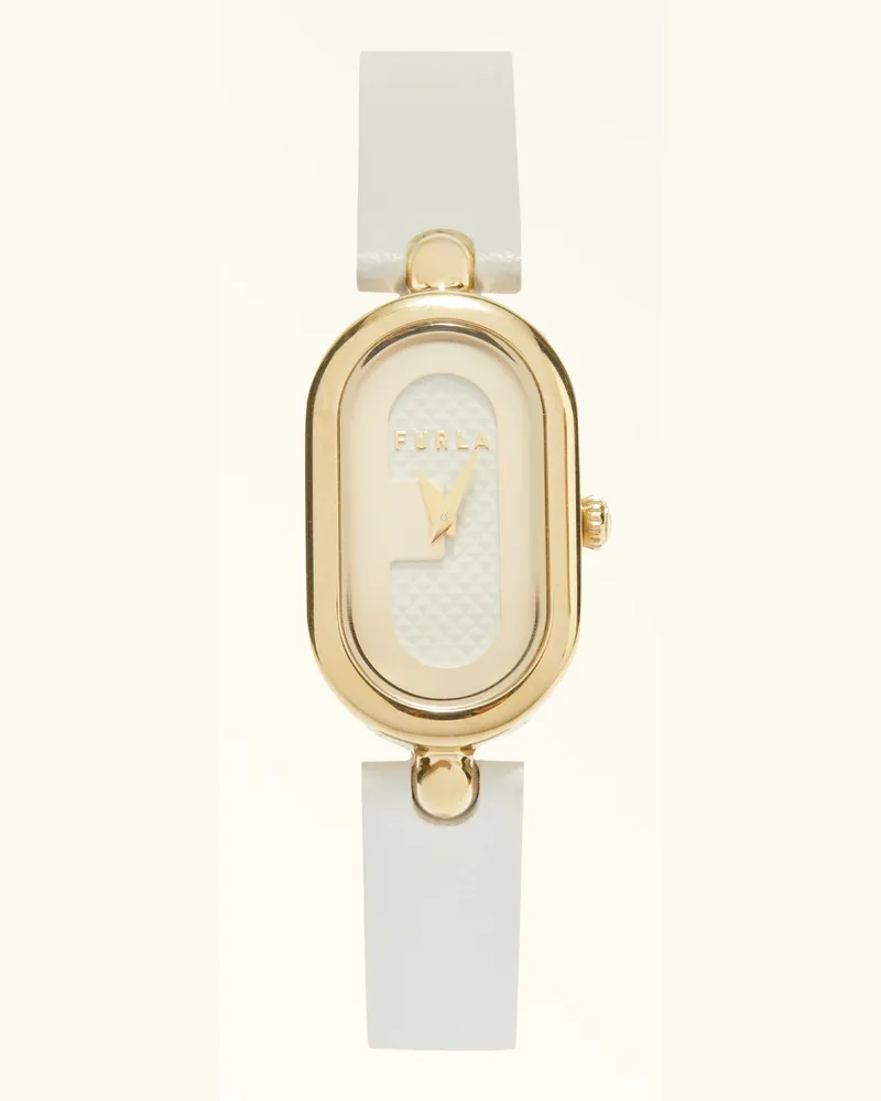 Furla Ooh Uhr Mit Ovalem Gehäuse Marshmallow Leder + Metall Damen Weiß