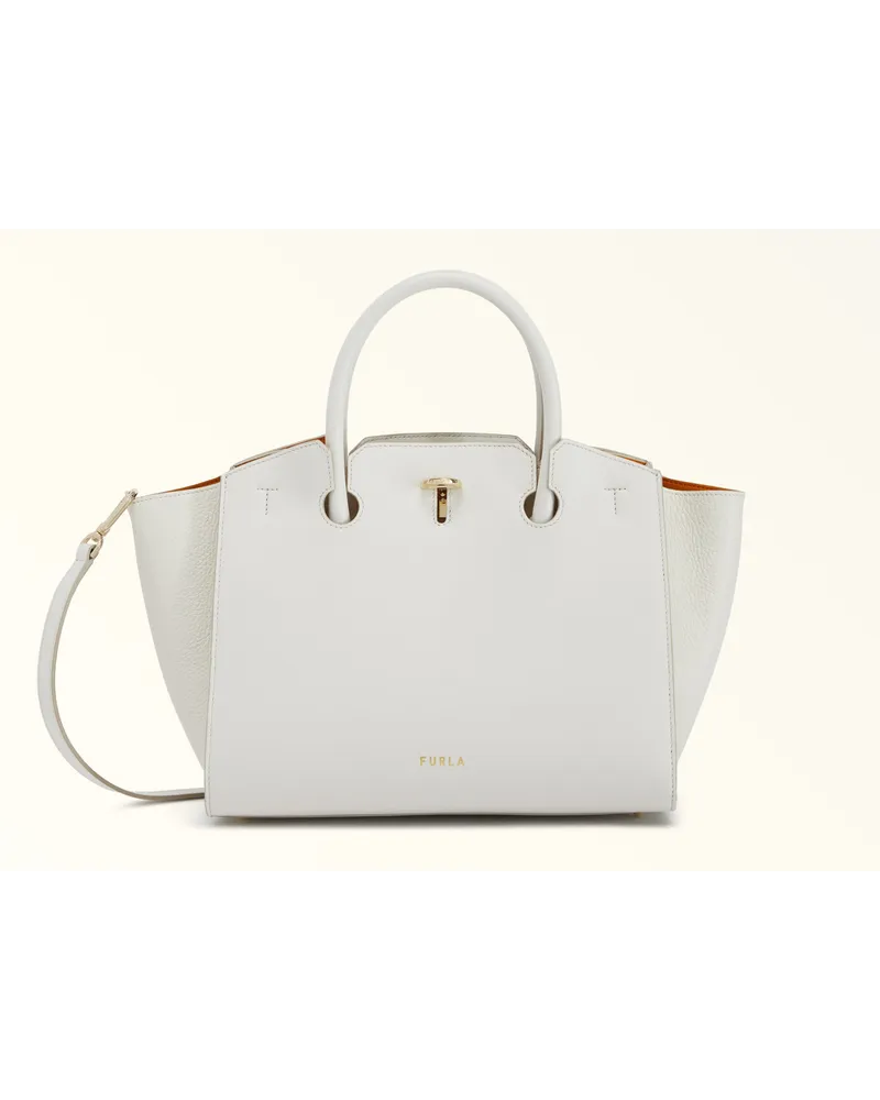 Furla Genesi Tote-bag arshallow Weiches Kalbsleder + Genarbtes Kalbsleder Daen Weiß