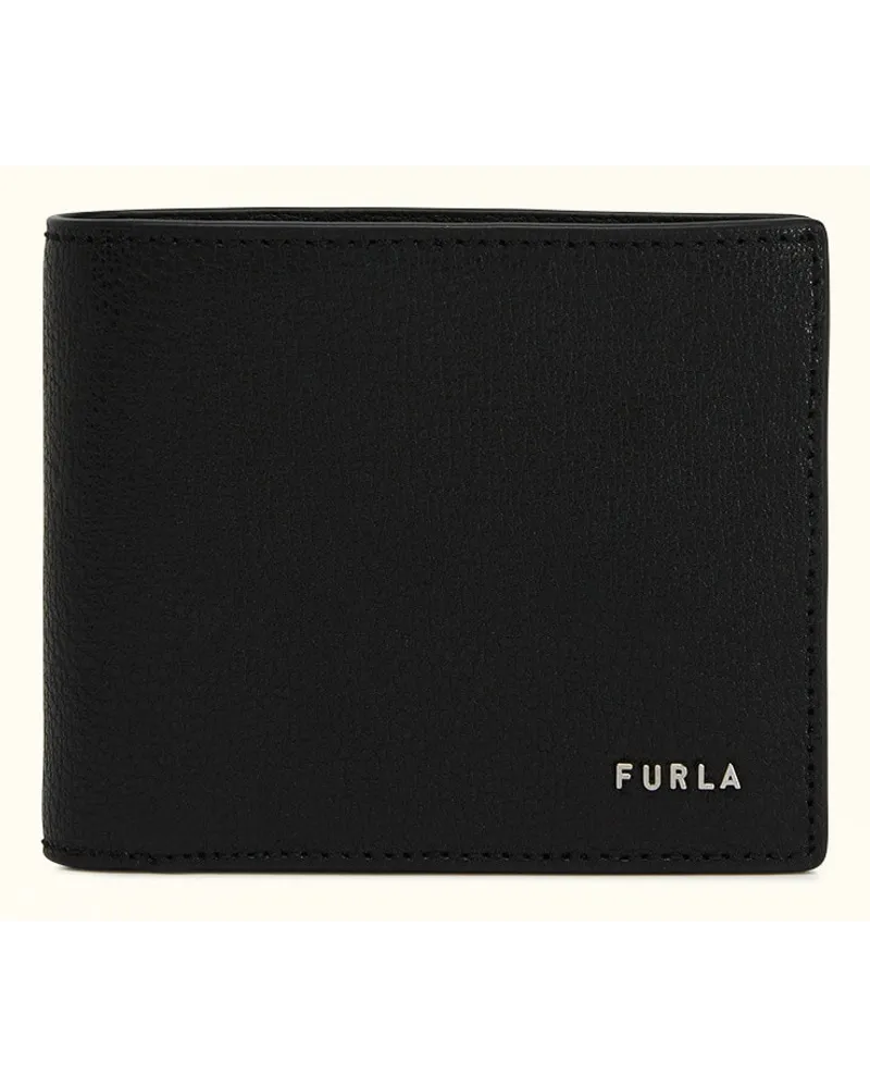 Furla Man Project Bi-fold-portemonnaie Nero trukturierte Kalbleder Milo Herren Portemonnaie Schwarz