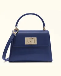 Furla 1927 Henkeltasche Mediterraneo Strukturiertes Leder Damen Umhängetasche Blau