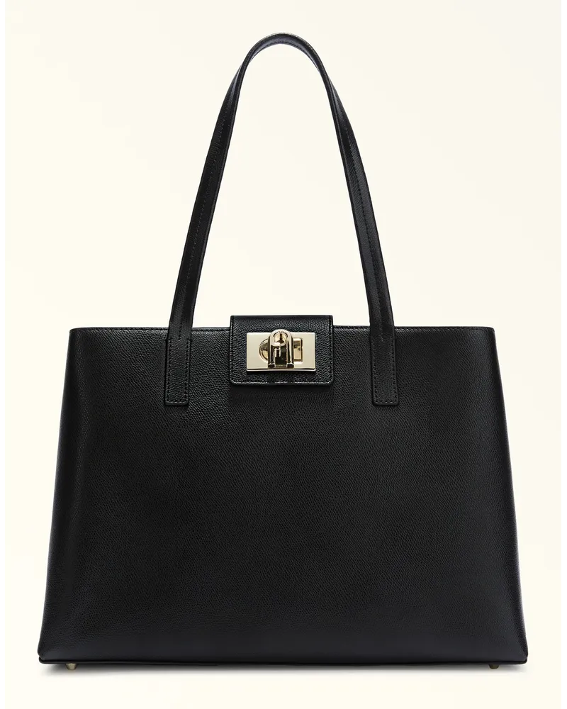 Furla Fura 1927 Tote-bag Nero Strukturiertes eder Damen Schwarz