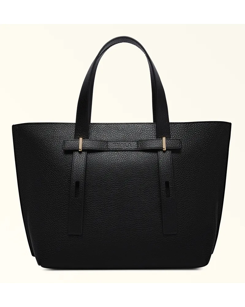 Furla Giove Tote-bag Nero Genarbtes Kalbsleder Daen Schwarz