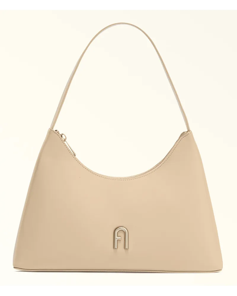 Furla Diamante chultertache Grano Weiche Kalbleder Damen Beige