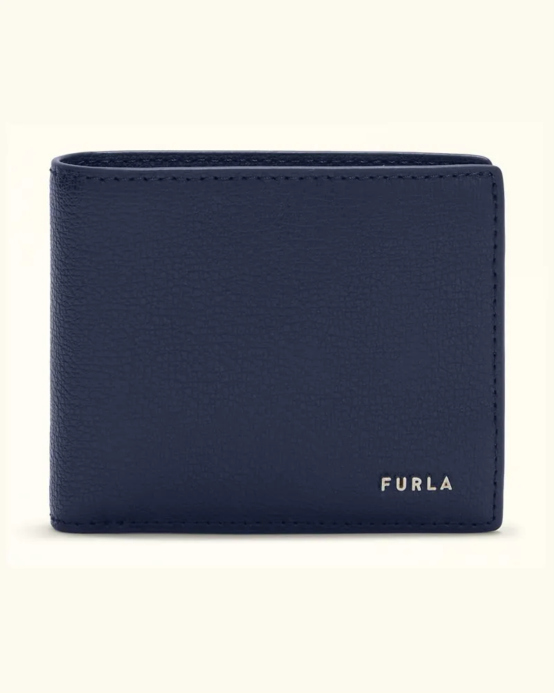 Furla Man Project Bi-fold-portemonnaie Mediterraneo trukturierte Kalbleder Milo Herren Portemonnaie Blau