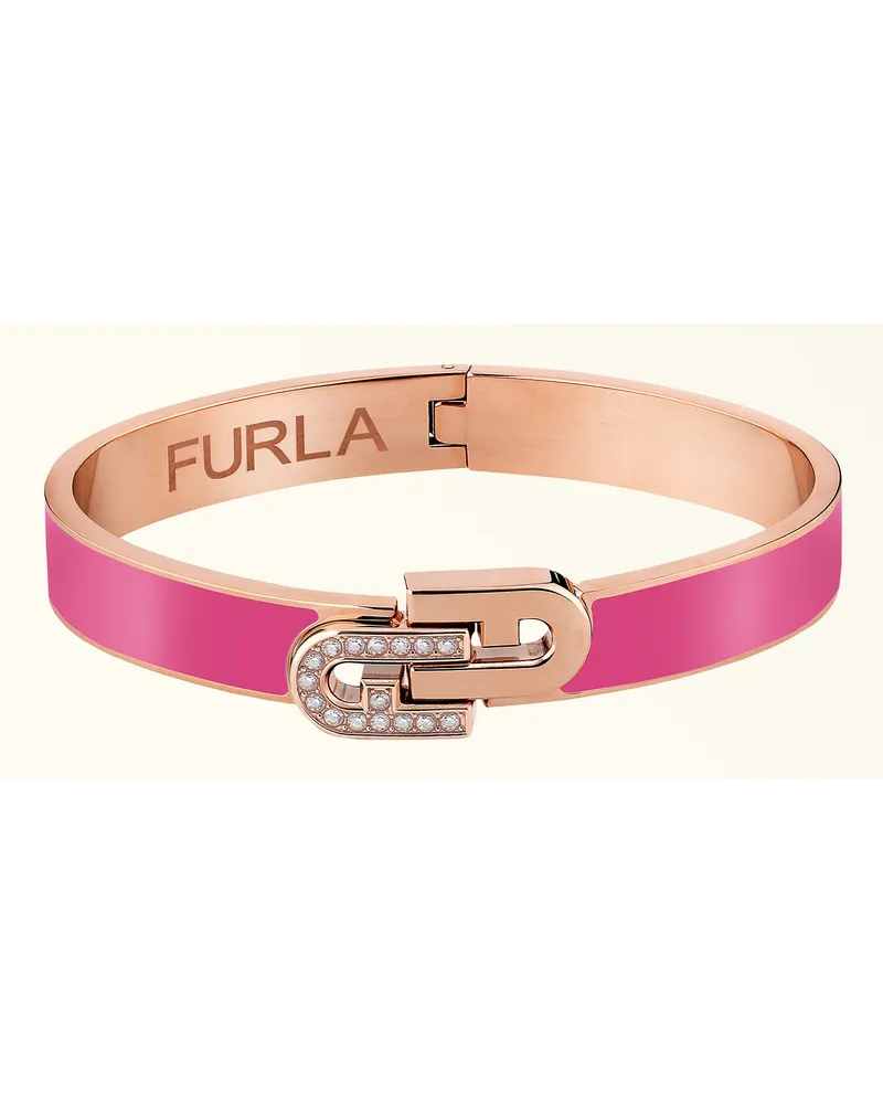 Furla Arch Double Armreif Hot Pink Metall + Glanzlack + Strass Damen Rosa