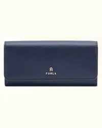 Furla Camelia Klassisches Portemonnaie Mediterraneo Strukturiertes Leder Damen Portemonnaie Blau