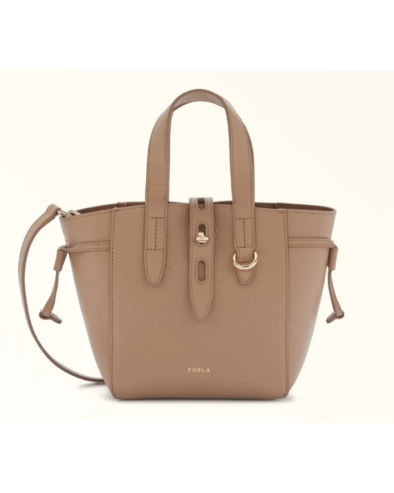 Furla Net Tote-bag Greige Genarbtes Kalbsleder Damen Grau