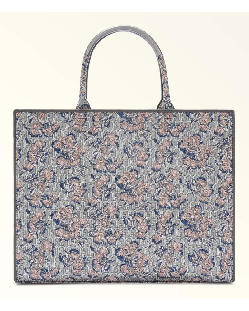 Furla Fura Opportunity Tote-bag Toni Coor Siver Opera Jacquard-stoff Mit Geprägtem Bogen-ogo Im Ethno-sti Damen Metallic