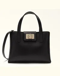 Furla 1927 Tote-bag Nero Strukturiertes Leder Daen Schwarz