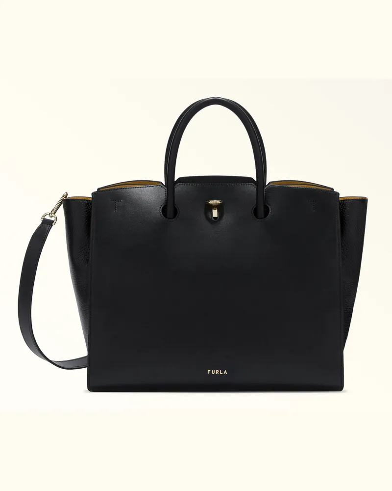 Furla Fura Genesi Tote-bag Nero Weiches Kabseder + Genarbtes Kabseder Damen Schwarz